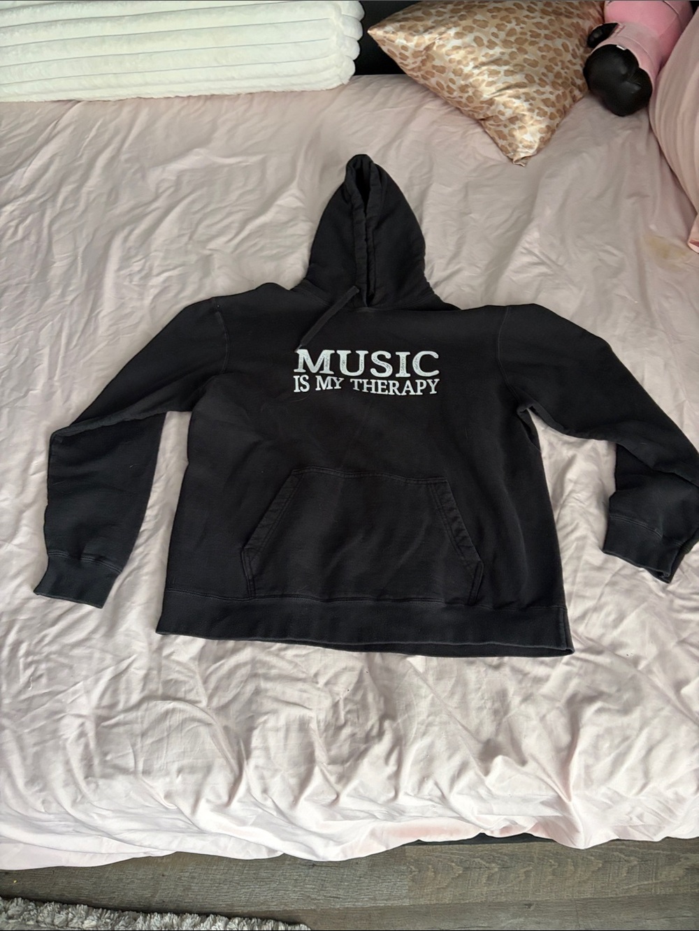 Port and Company Black "Music Is My Therapy" Women's Hoodie